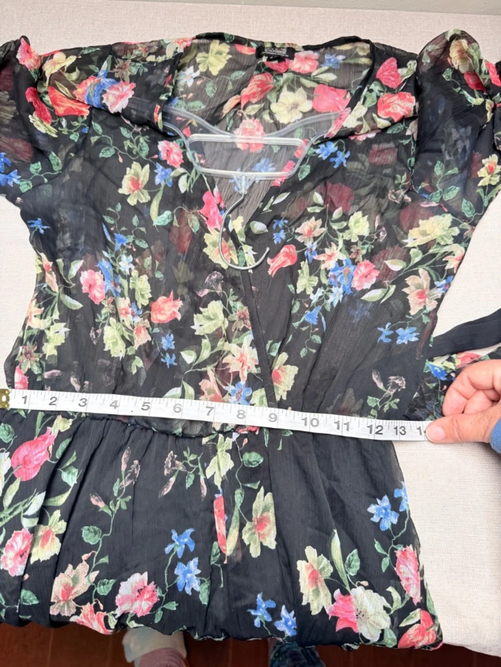 Spy Zone Black Sheer Floral Feminine Summer Maxi Dress Wedding Graduation Size S - Picture 11 of 12